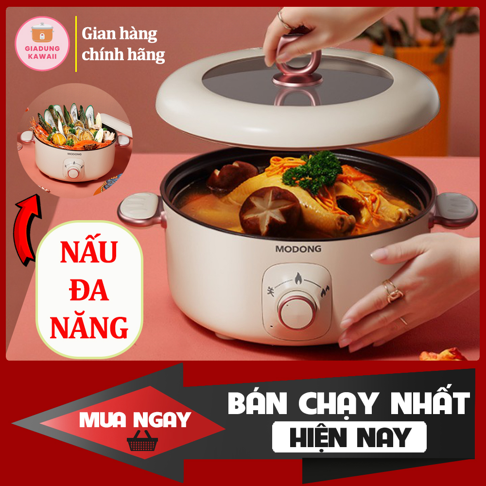 [CHÍNH HÃNG] Nồi Lẩu Điện Modong Đa Năng 3L - Nồi Lẩu Điện Mini Nấu Lẩu MD-HGE322 -  Độ Bền Cao Bảo 