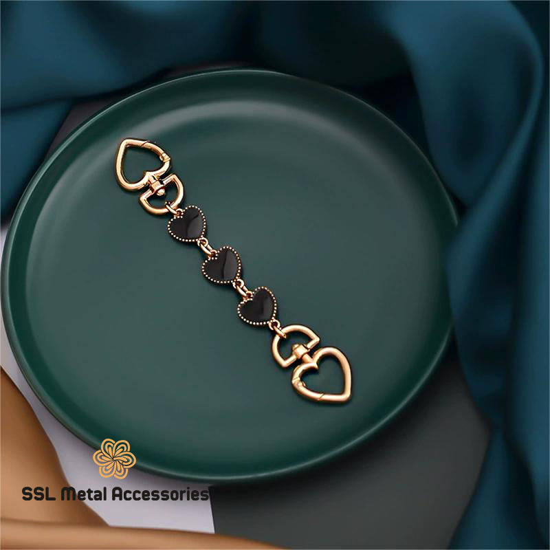 Dây xích nối dài, đoạn xích mở rộng thời trang mới bằng kim loại hình trái tim cho túi xách YX-17 17cm