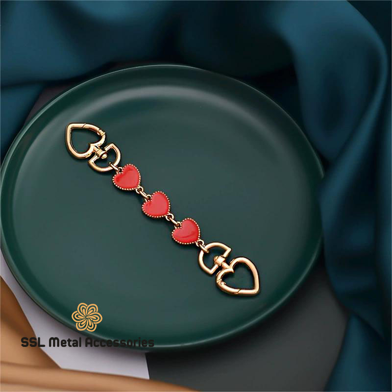 Dây xích nối dài, đoạn xích mở rộng thời trang mới bằng kim loại hình trái tim cho túi xách YX-17 17cm