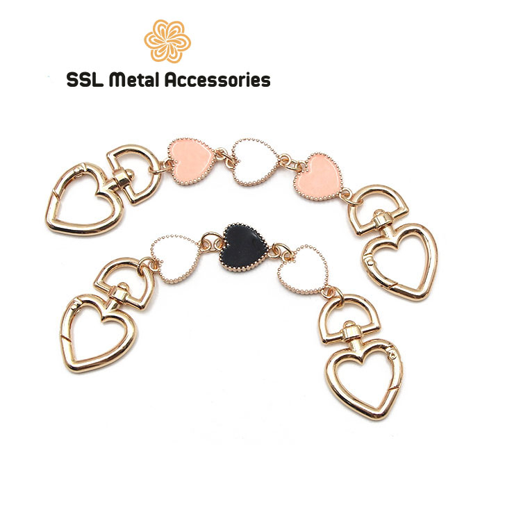 Dây xích nối dài, đoạn xích mở rộng thời trang mới bằng kim loại hình trái tim cho túi xách YX-17 17cm