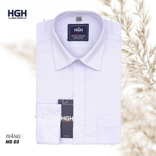 Áo Sơ Mi Nam Công Sở Dáng Suông Vạt Ngang HGH Classic Trơn Dài Tay Vải Cotton Có Túi Ngực