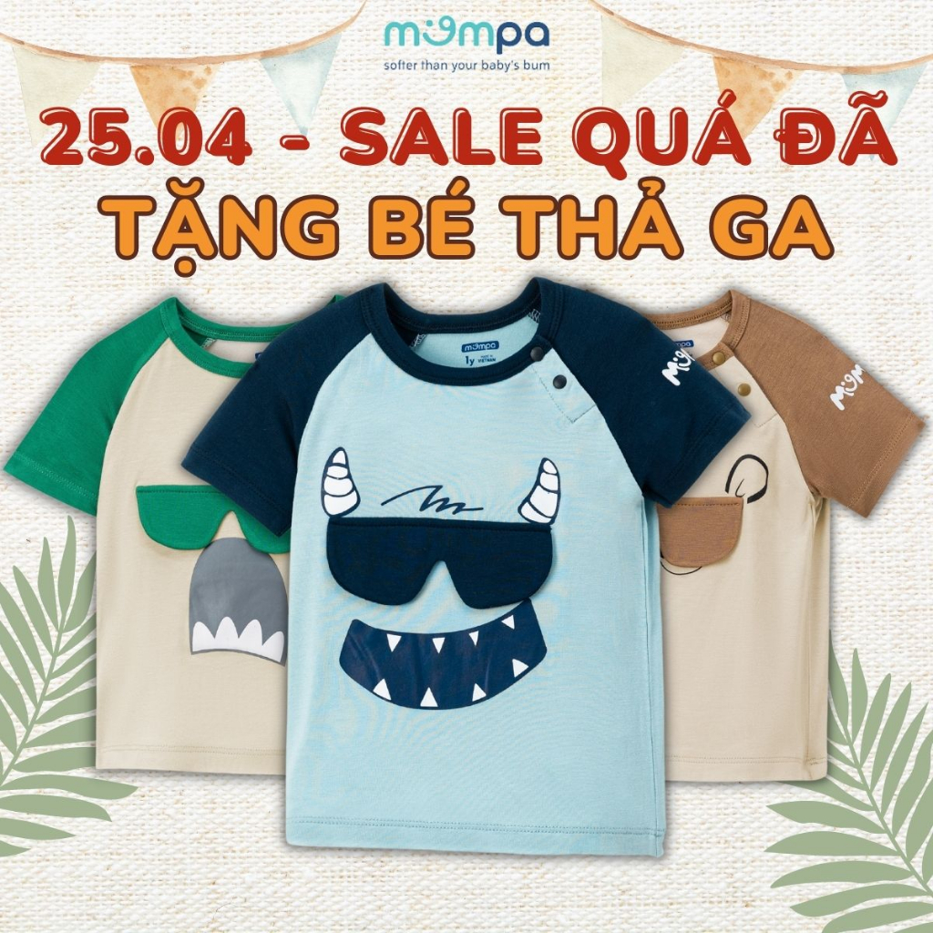 Áo cộc tay Jaglan cho bé Mompa 1 tuổi - 5 tuổi cài chéo vải Modal mềm mại thoáng mát 323
