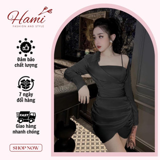 Đầm QC sang trọng dự tiệc chất liệu lụa cao cấp Hami Fashion