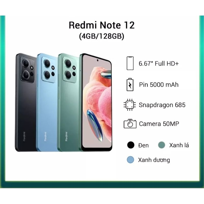 ĐIỆN THOẠI XIAOMI REDMI NOTE 12 CHÍNH HÃNG 4/128G