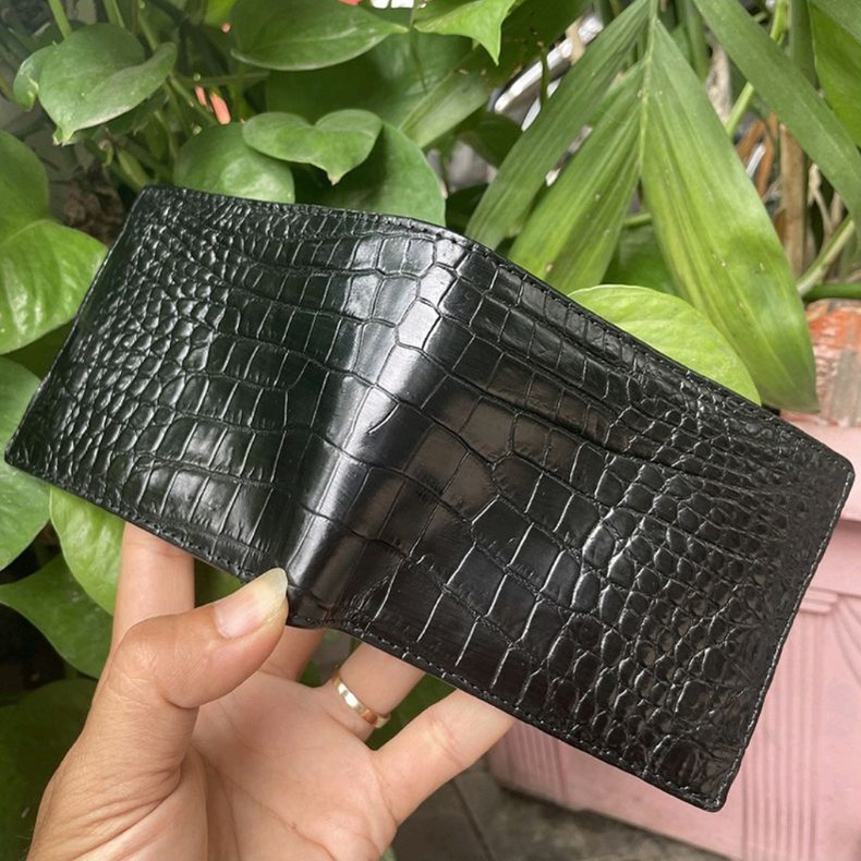 Ví nam AD05, bóp nam da bò dập vân cá sấu siêu đẹp thiết kế nhiều ngăn, bảo hành da 06 tháng - Adonis Leather