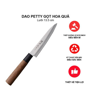 Dao gọt trái cây, lọc cá Petty Nhật Bản lưỡi 14cm sắc bén không gỉ, cán gỗ không hút nước Dao-6 (đầu nhọn)