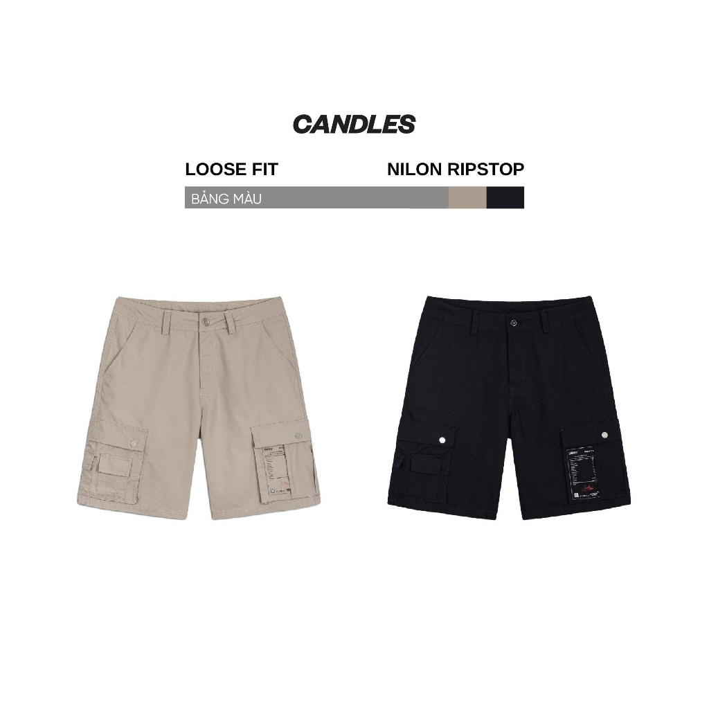 Quần short nam nữ Loose-fit CANDLES UTILITY thiết kế túi hộp basic chất liệu nylon ripstop chính hãng