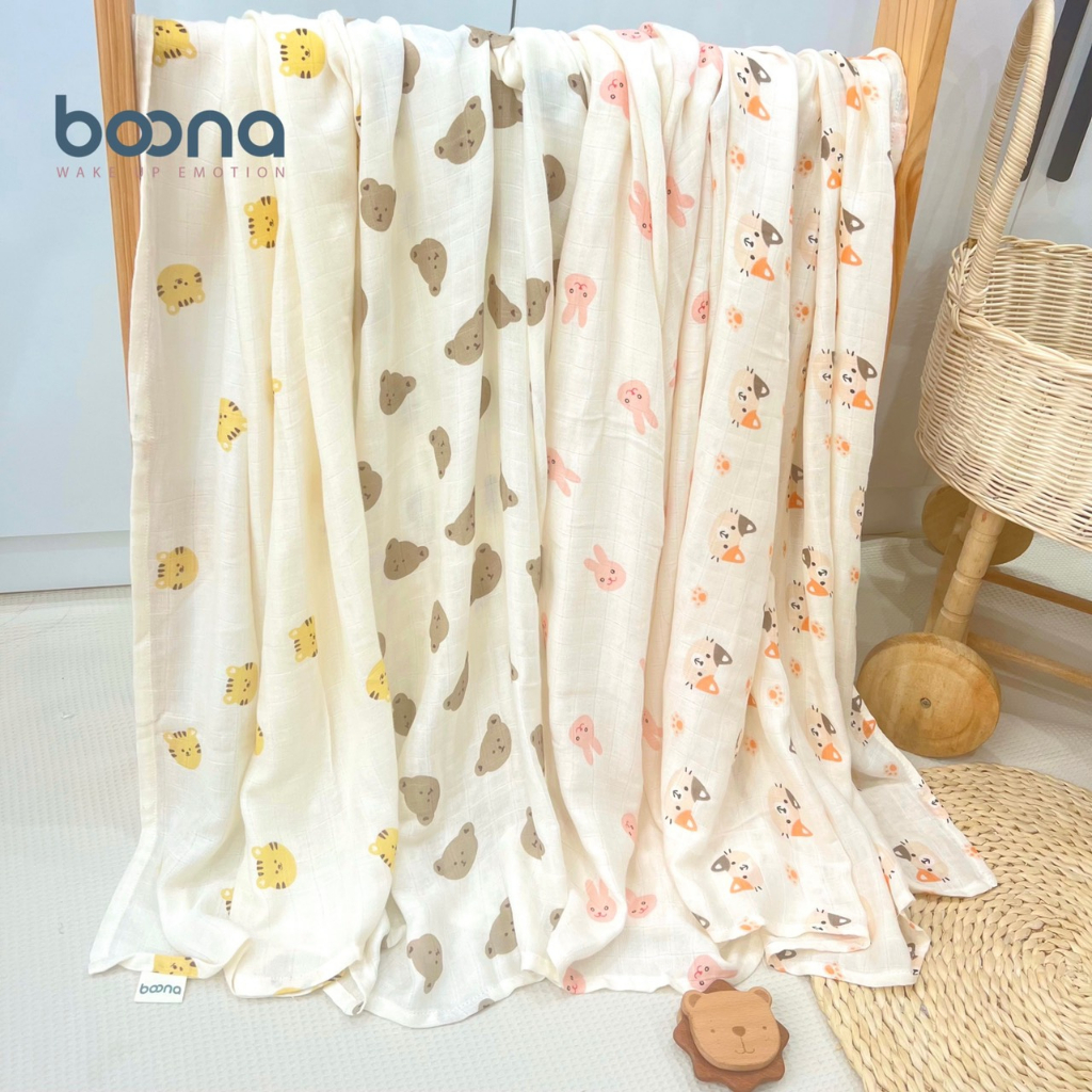 Khăn tắm xô sợi tre Boona chính hãng vải sợi tre cao cấp cho bé từ sơ sinh làm khăn tắm, khăn quấn ủ tiện lợi