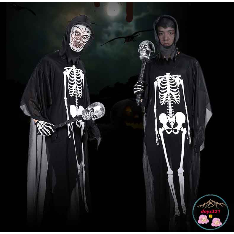 BỘ quần áo MA HÓA TRANG-trang phục Hóa Trang Halloween Xương Người và Mặt Nạ Đầu Lâu Cao Cấp kinh rợn Dành Cho nam nữ