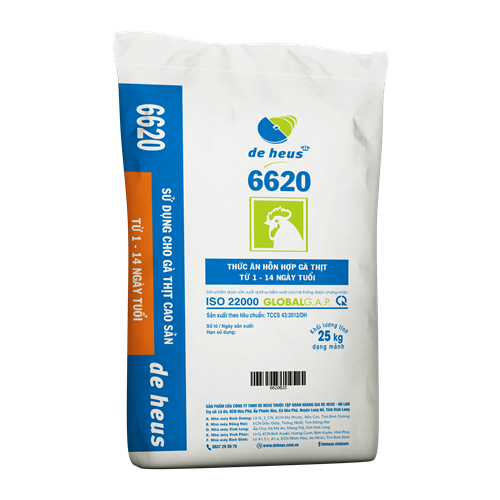 Cám gà con cao cấp Deheus 6620 với 21.5 độ đạm gà ăn không bị tiêu chảy đóng gói túi 1kg