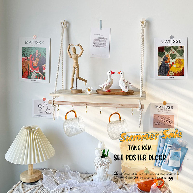Kệ gỗ treo tường decor vintage Thỏ Stationery phụ kiện trang trí phòng ngủ bàn học decor chụp ảnh hình sản phẩm