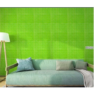 Xốp dán tường 3d giả gạch màu xanh lá kích thước 70x77 cm