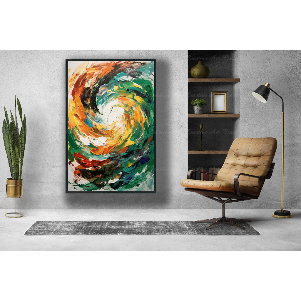 Tranh canvas - trừu tượng và hình khối - tặng đinh 3 chân - nhận vẽ theo yêu cầu