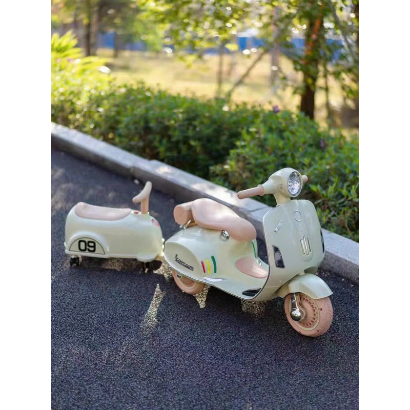 XE MÁY ĐIỆN VESPA KÉO 2 CHỖ MẪU MỚI CHO BÉ
