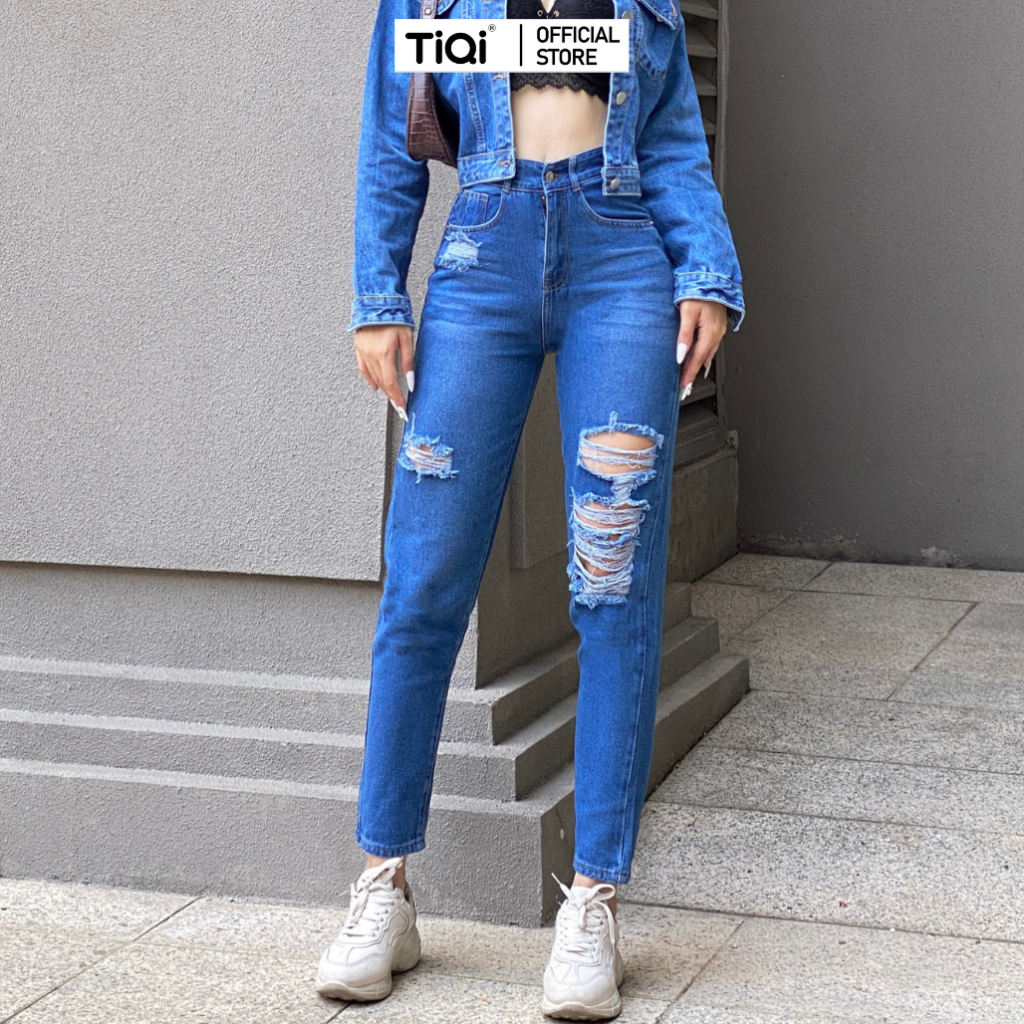 Quần jean bò baggy nữ rách TiQi Jeans B1-238