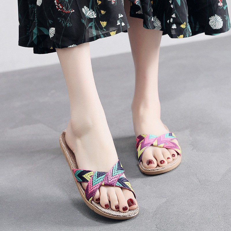 Dép Cói Đi Biển Dã Ngoại Trong Nhà Thời Trang Siêu Nhẹ Quai Chéo SP58