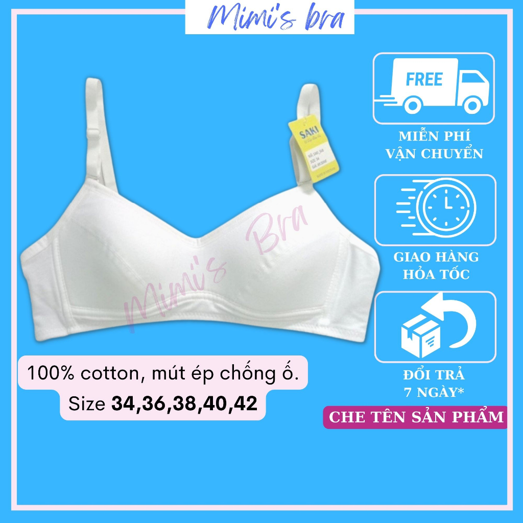 Áo ngực nữ cotton không gọng nâng ngực, áo lót nữ mềm mại đệm mỏng có size to SK368