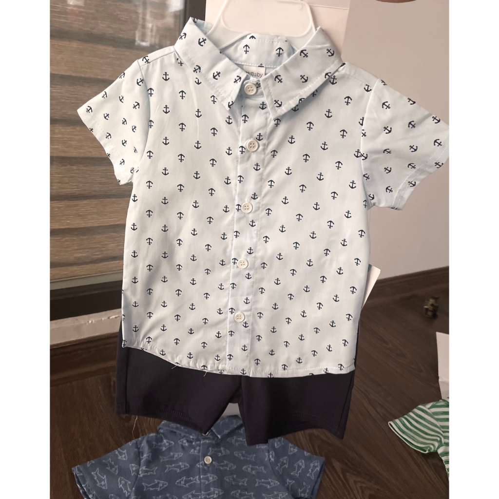 Set Bộ Sơ Mi Hè Bé Trai PL Baby Dư Xịn Full Tag, Móc Size 12M-24M
