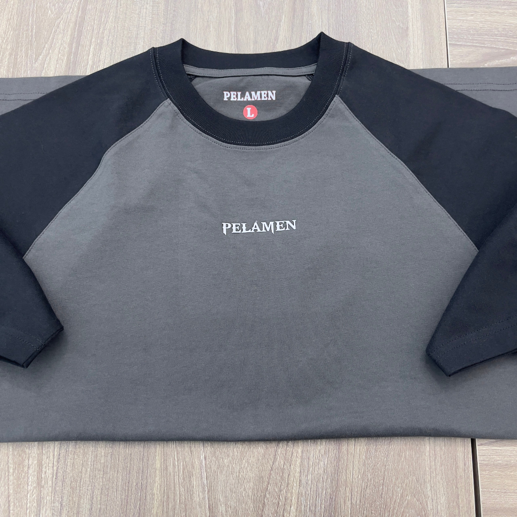 Áo thun phối tay raplan, logo PELAMEN in dập nổi sang trọng, chất vải thun cotton co giãn form dáng unisex năng động