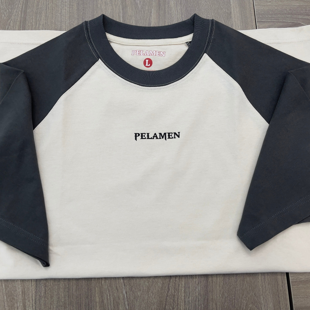 Áo thun phối tay raplan, logo PELAMEN in dập nổi sang trọng, chất vải thun cotton co giãn form dáng unisex năng động