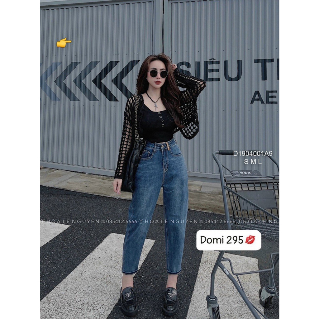 Quần jean baggy phối đai tag hàng đẹp!