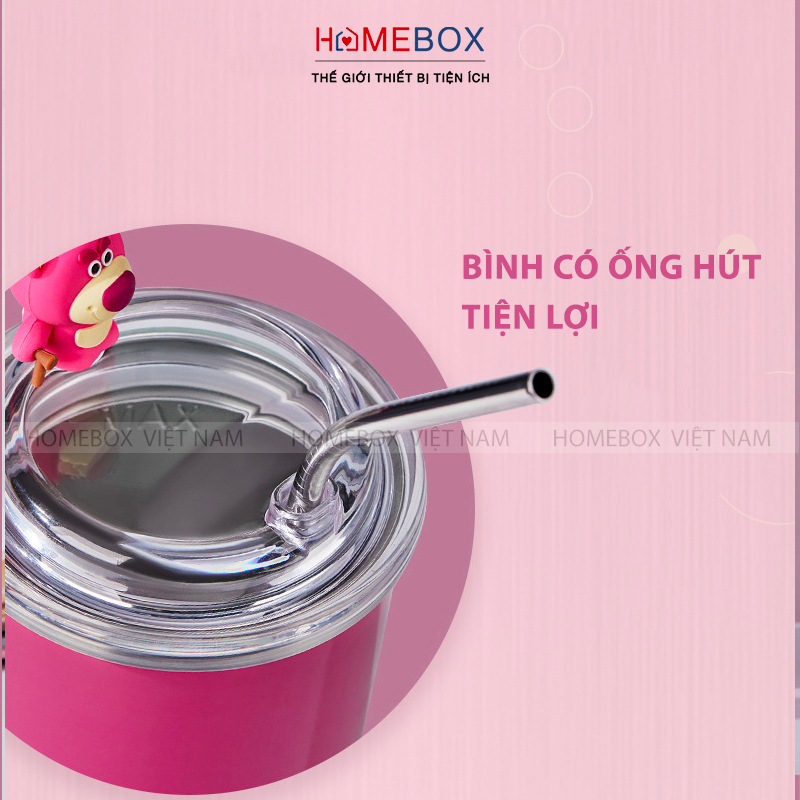 Bình nước giữ nhiệt gấu dâu Losto, Cốc uống nước Inox 316 cao cấp giữ nhiệt nóng lạnh Ly giữ nhiệt gấu dâu bình đựng ước