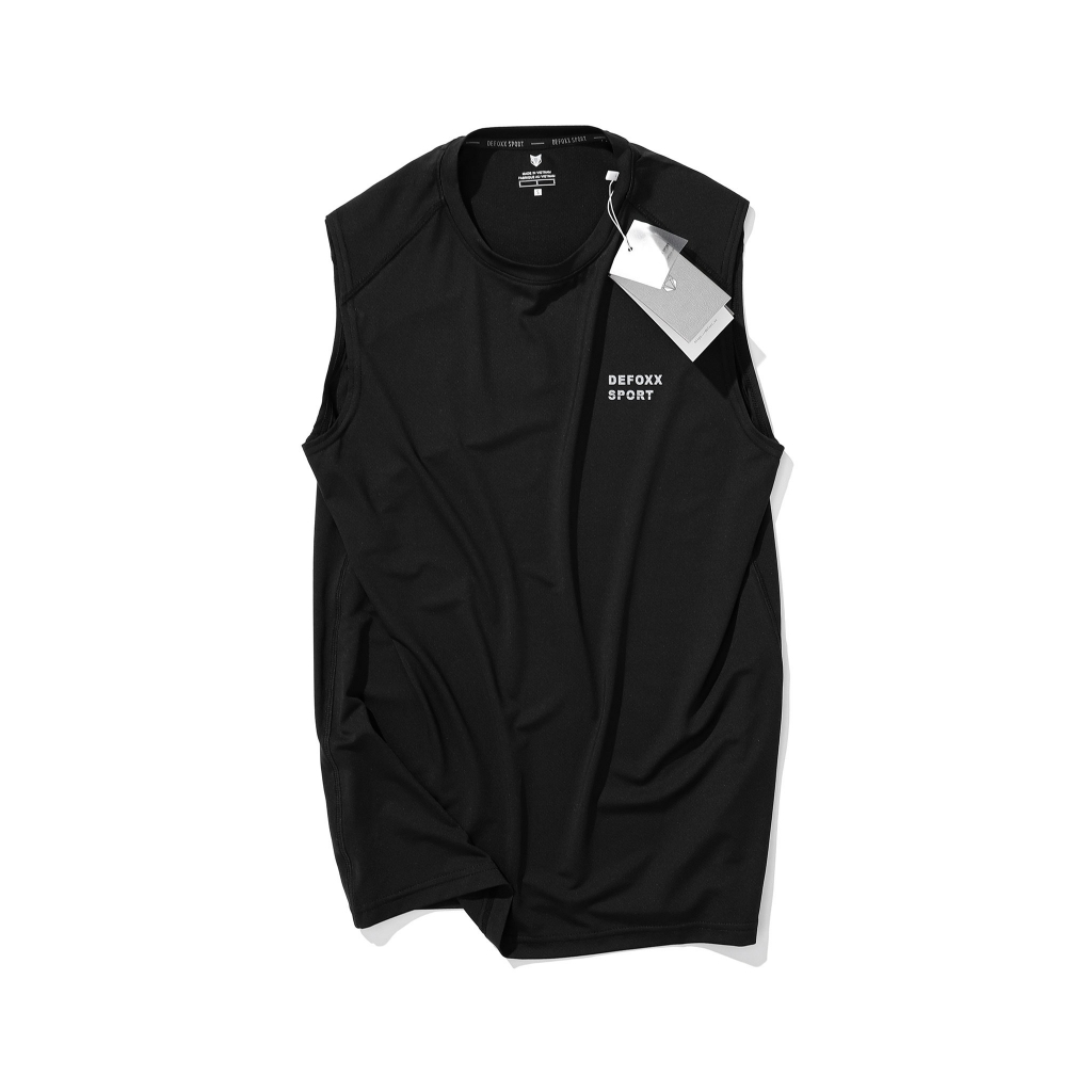 Áo ba lỗ thể thao, áo tank top DEFOXX SPORT vải lưới trơn 4 chiều màu đen 230407 foxxmen