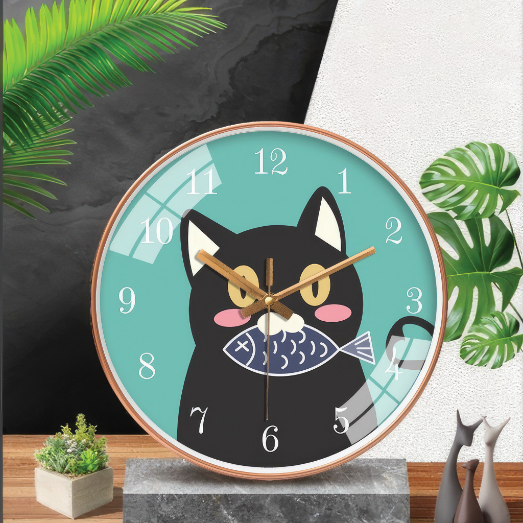 Đồng Hồ Treo Tường Cho Bé Tròn Kích Thước 30x30 cm Tráng Gương Treo Phòng Ngủ Phòng Khách in UV 5D Cao Cấp