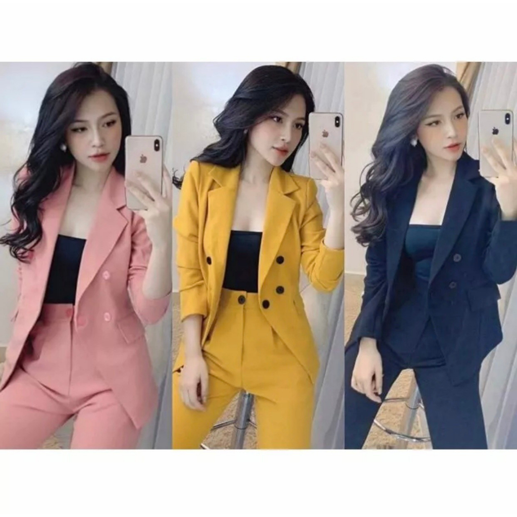 Set Vest 3 Món Michiha Fashion - Set Vest Nữ Hàn Quốc Công Sở Màu Hồng