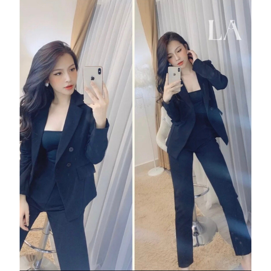 Set Vest 3 Món Michiha Fashion - Set Vest Nữ Hàn Quốc Công Sở Màu Hồng