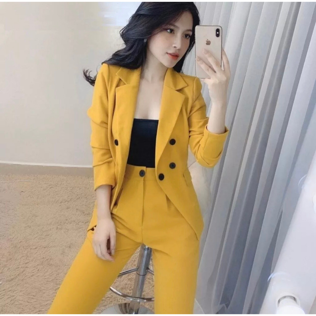 Set Vest 3 Món Michiha Fashion - Set Vest Nữ Hàn Quốc Công Sở Màu Hồng