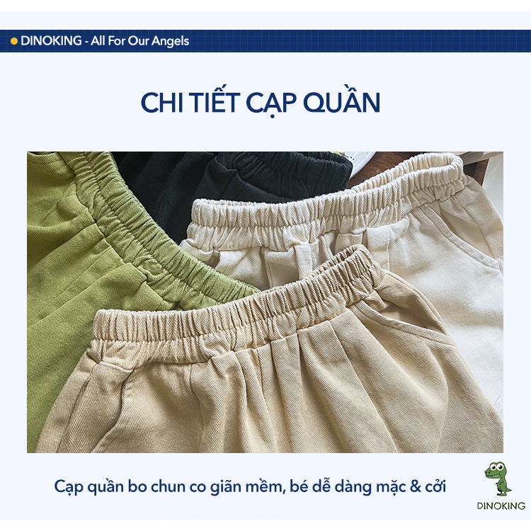 Quần đùi bé gái DINOKING Quần short cho bé gái chất kaki mùa hè ống rộng kiểu Hàn Quốc sooc trẻ em 3 - 9 tuổi QS18