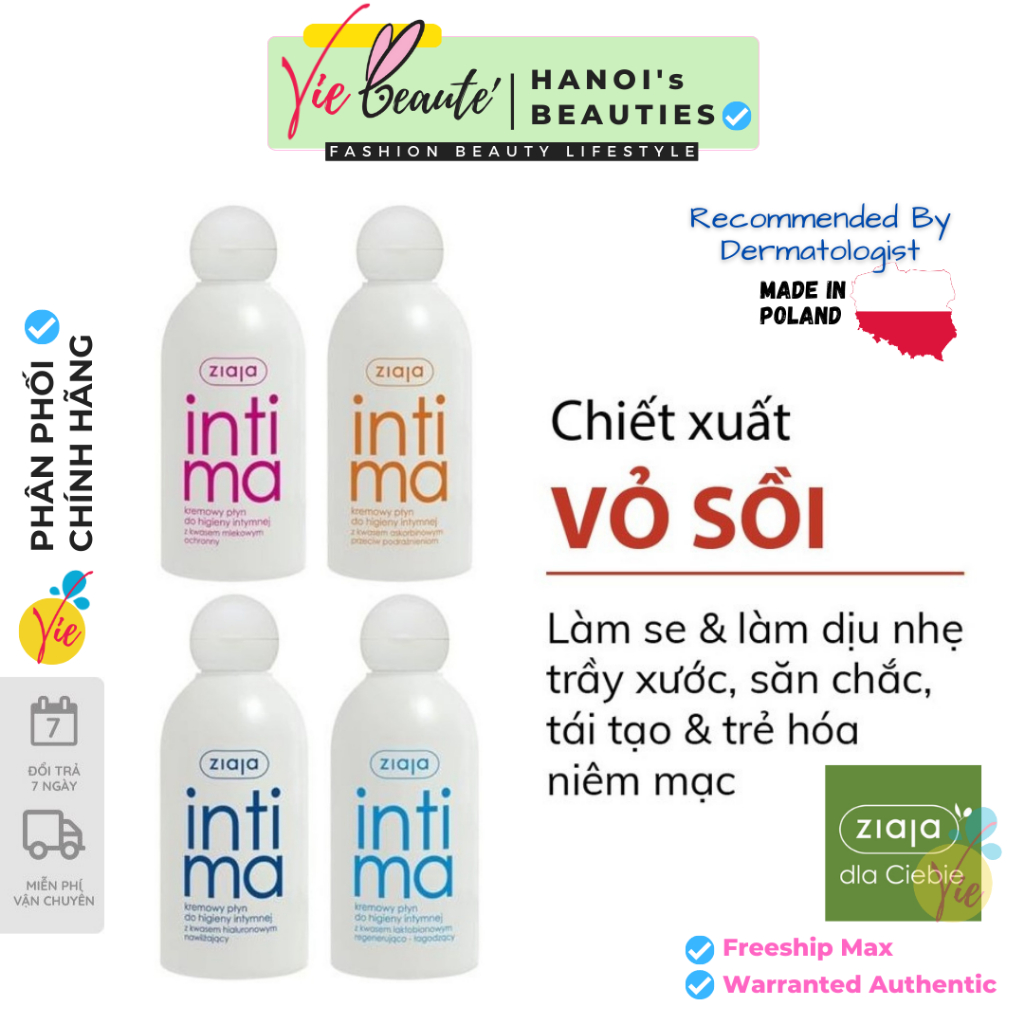 Intima Ziaja 200ml - Dung dịch vệ sinh intima dạng sữa giúp trẻ hóa vùng kín Hàng Nhập Khẩu