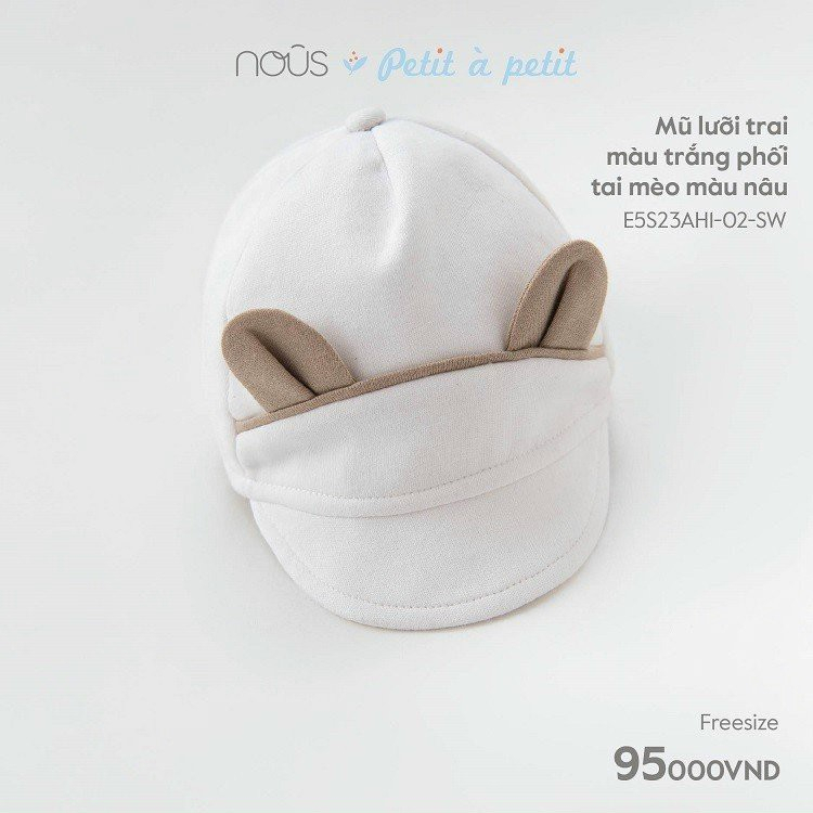 Mũ Lưỡi Trai Nous Premium Cao Cấp, Mũ Phối Tai Mèo Siêu Xinh Freesize cho Bé từ 4M-6M