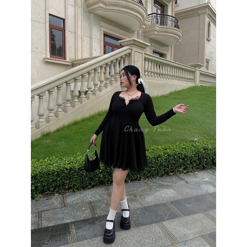 | Chang Tròn | Đầm Gân Chiết Eo Xoè Bigsize