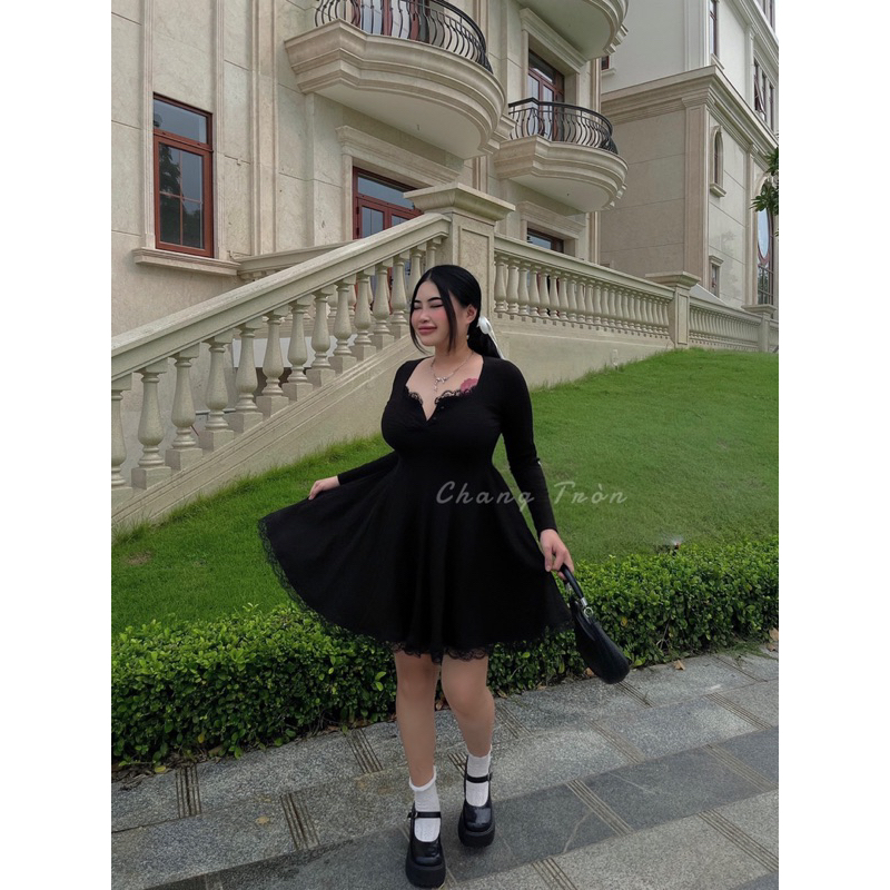 | Chang Tròn | Đầm Gân Chiết Eo Xoè Bigsize