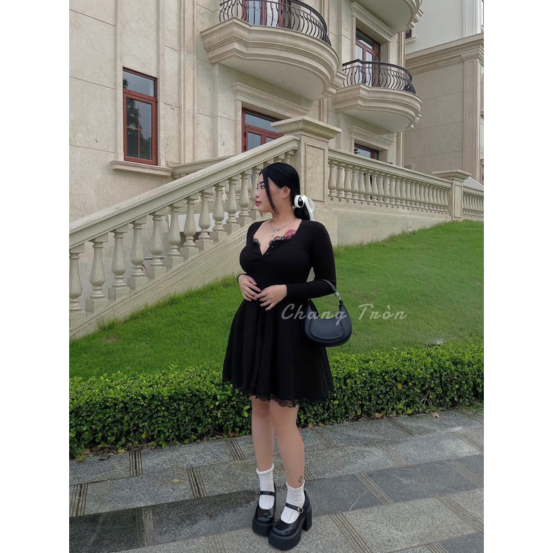 | Chang Tròn | Đầm Gân Chiết Eo Xoè Bigsize