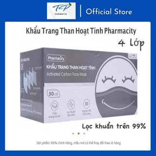  Khẩu Trang Y Tế Pharmacity người lớn 4 lớp than hoạt tính: kháng khuẩn thoáng khí 
