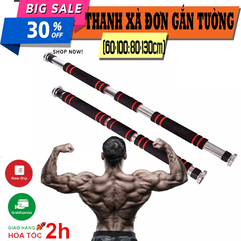 Thanh Tập Xà Đơn Treo Tường Gắn Cửa Nhiều Cỡ Từ 60-100cm Tùy Chỉnh Tập Gym Tập Thể Thao Chính Hãng