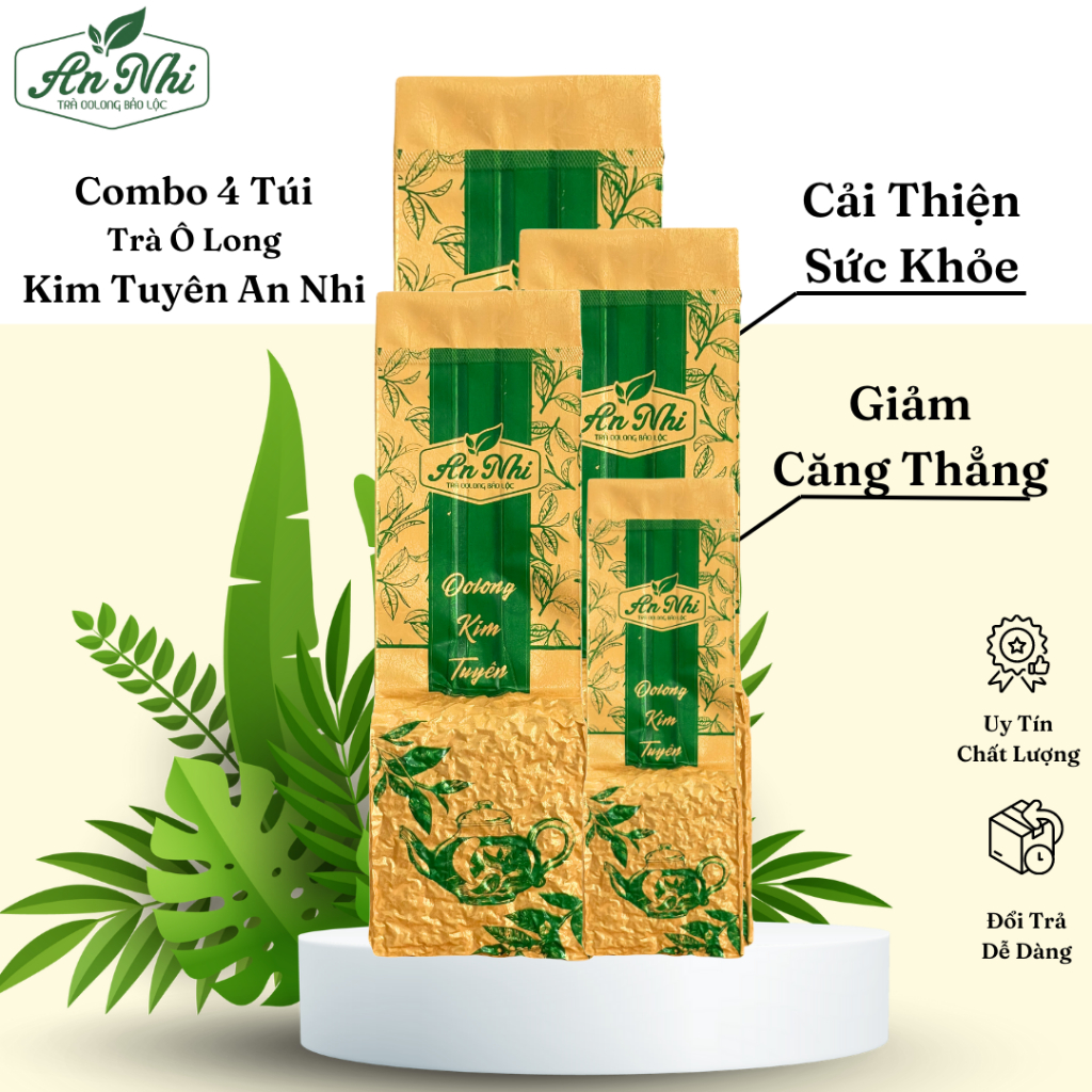 Combo 4 túi trà ô long Kim Tuyên An Nhi giúp cải thiện sức khỏe, giảm căng thẳng - Túi 1kg (250g x 4 Túi)