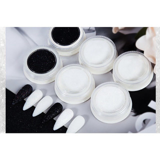 Set nhũ rắc đen trắng 6 hũ nhũ mịn trang trí móng Nail