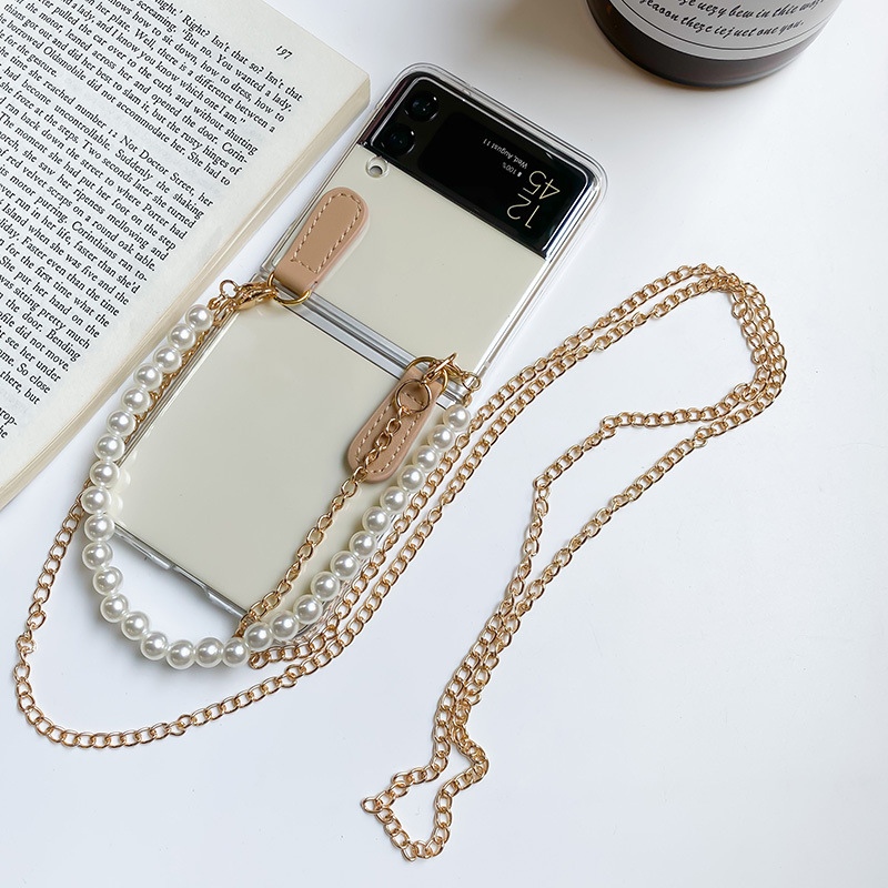 Ốp Lưng Trong Suốt Samsung Galaxy Z Flip 5 / Z Flip 4 / Z Flip 3 Kèm Dây Xích Đeo Dài - BUM STORE GALAXY CASE