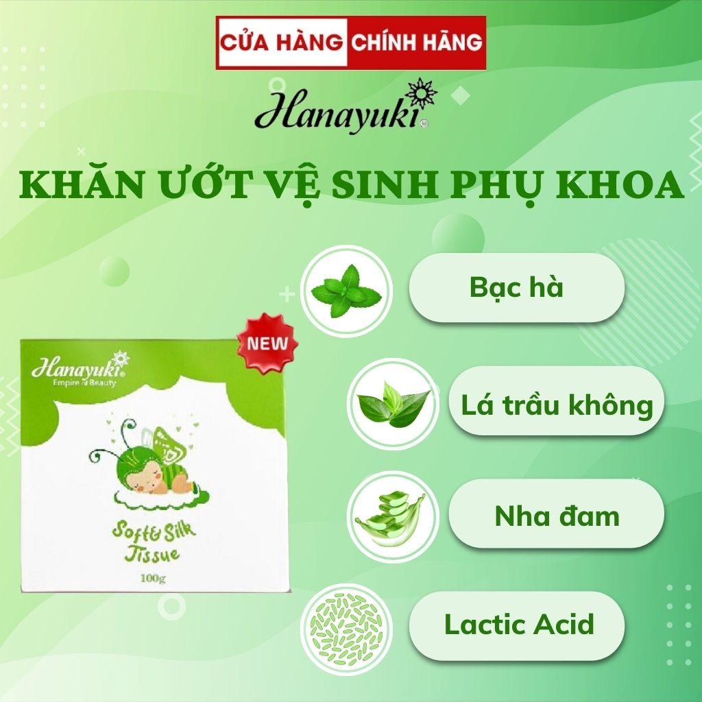 Dung dịch vệ sinh dạng Khăn ướt vệ sinh phụ khoa Hanayuki chính hãng 20 miếng