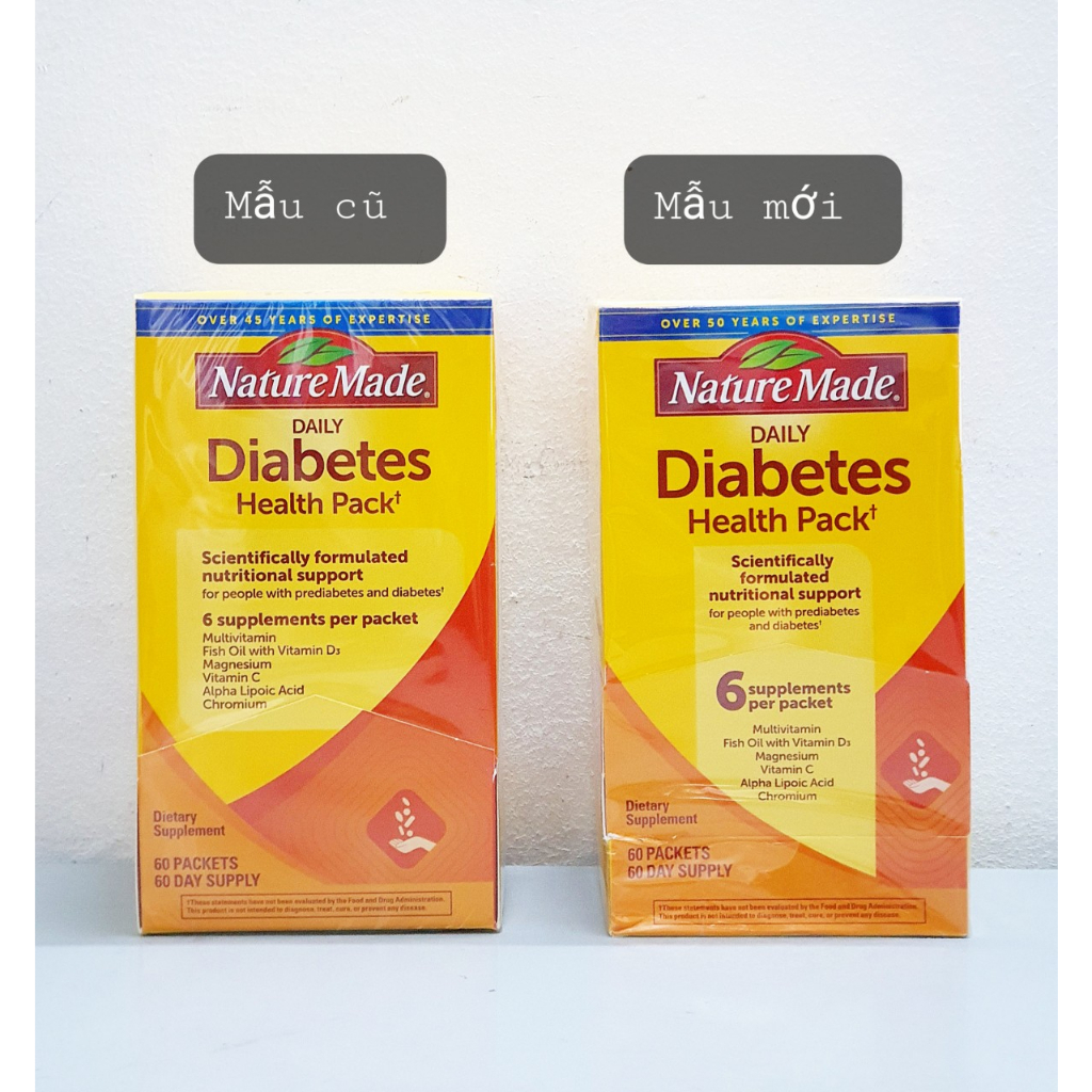 Vitamin bổ sung cho người bị tiểu đường Diabetes Nature Made Daily Heath pack 60 gói từ mỹ