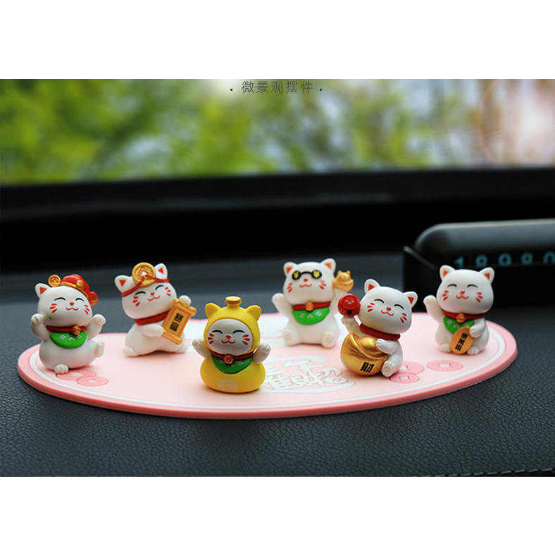 Full bộ 6 chú mèo thần tài may mắn dễ thương trang trí tiểu cảnh Tết, terrarium