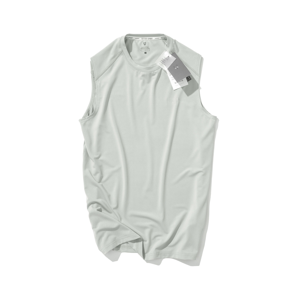 Áo ba lỗ thể thao, áo tank top DEFOXX SPORT vải lưới trơn 4 chiều màu xám 230411 foxxmen