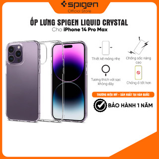 Ốp lưng spigen liquid crystal cho iphone 14/14 plus/ 14 pro/14 pro max - thiết kế trong suốt, chống sốc , chống ố