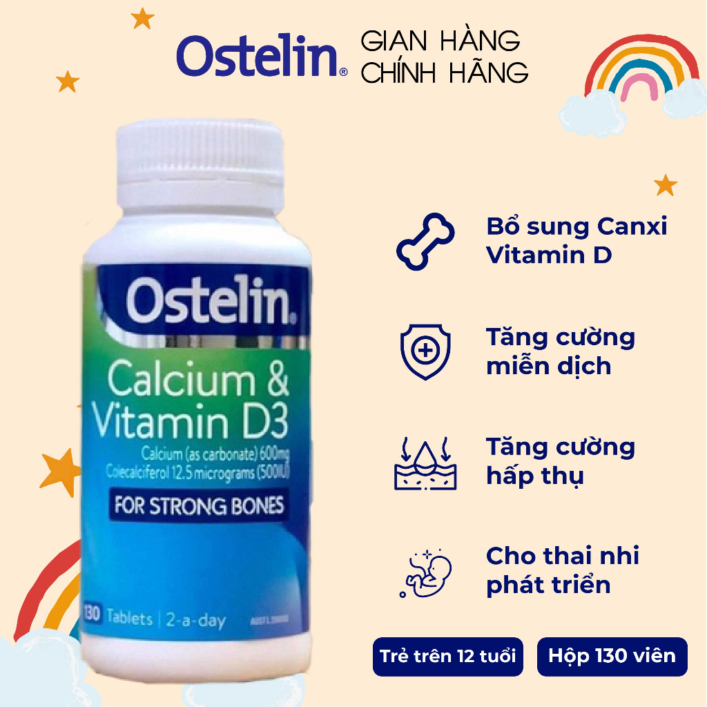 Viên uống bổ sung Canxi và vitamin D3 cho mẹ bầu Ostelin Calcium & Vitamin