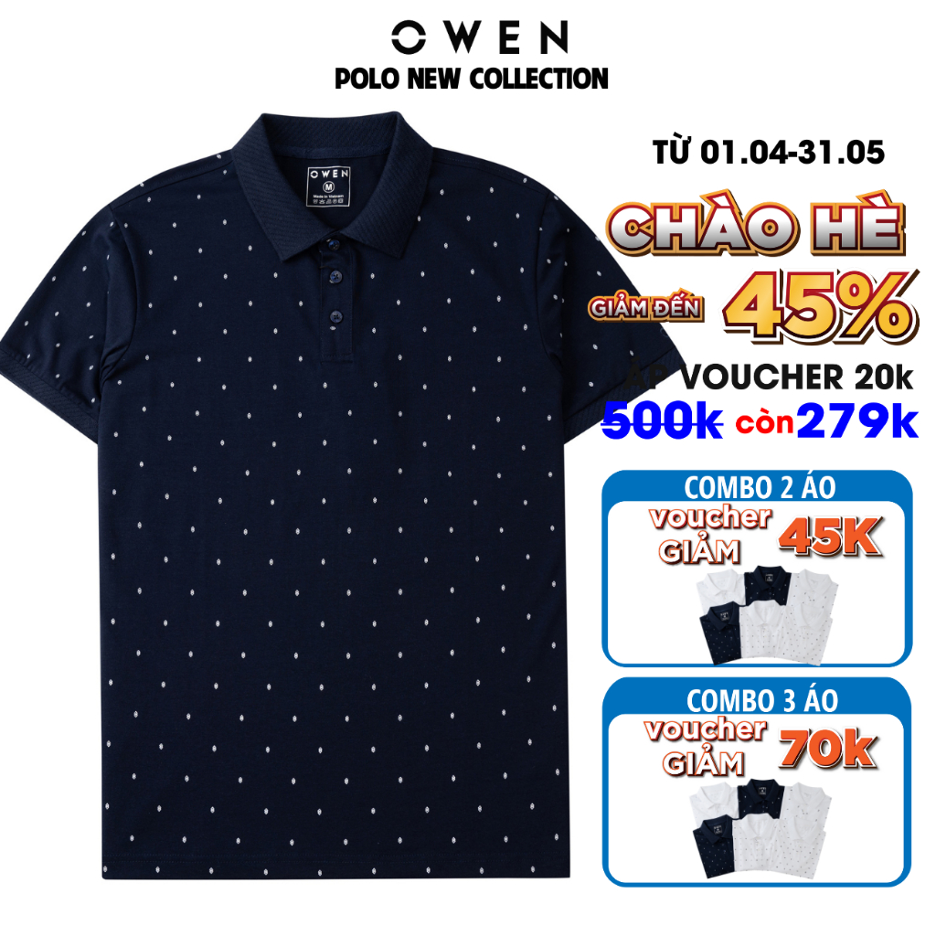 Áo polo nam Owen cao cấp co giãn chất vải cotton thấm hút mồ hôi form slim nhẹ mặc vừa vặn năng động trẻ trung