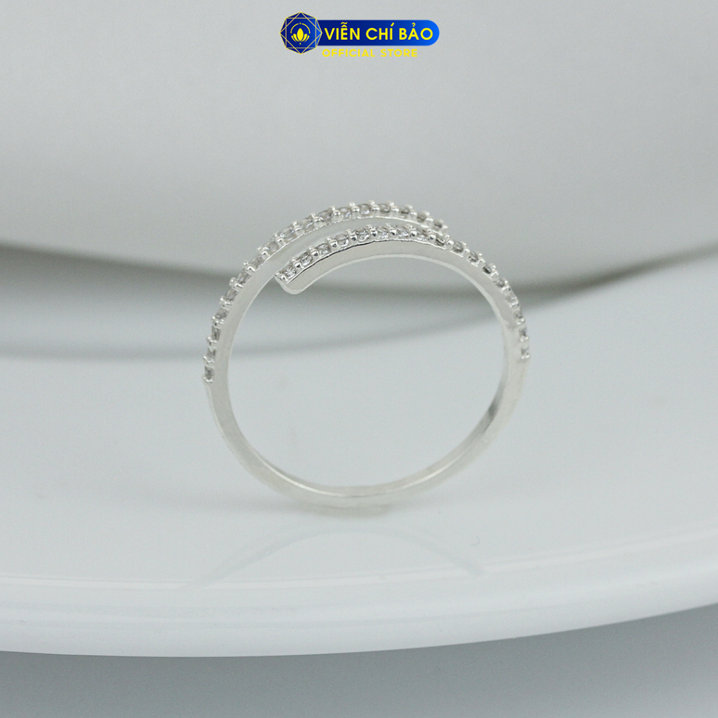 Nhẫn bạc nữ đính đá chéo chất liệu bạc 925 thời trang phụ kiện trang sức Viễn Chí Bảo N400596